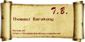 Thomasz Barakony névjegykártya